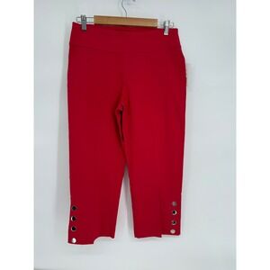 Zac & Rachel Womens‎ Slim Crop Pants Lipstick Red Grommet Hem Size 8 NEW